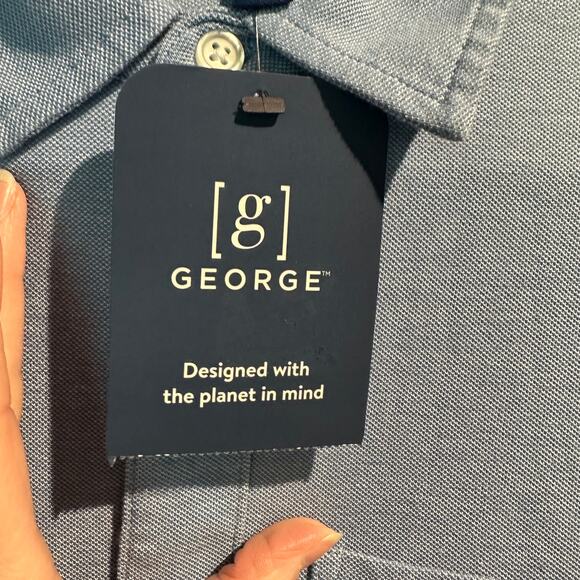 George NWT Size Small Knit Button Up Short Sleeve Blue Work Business Casual - Picture 7 of 9